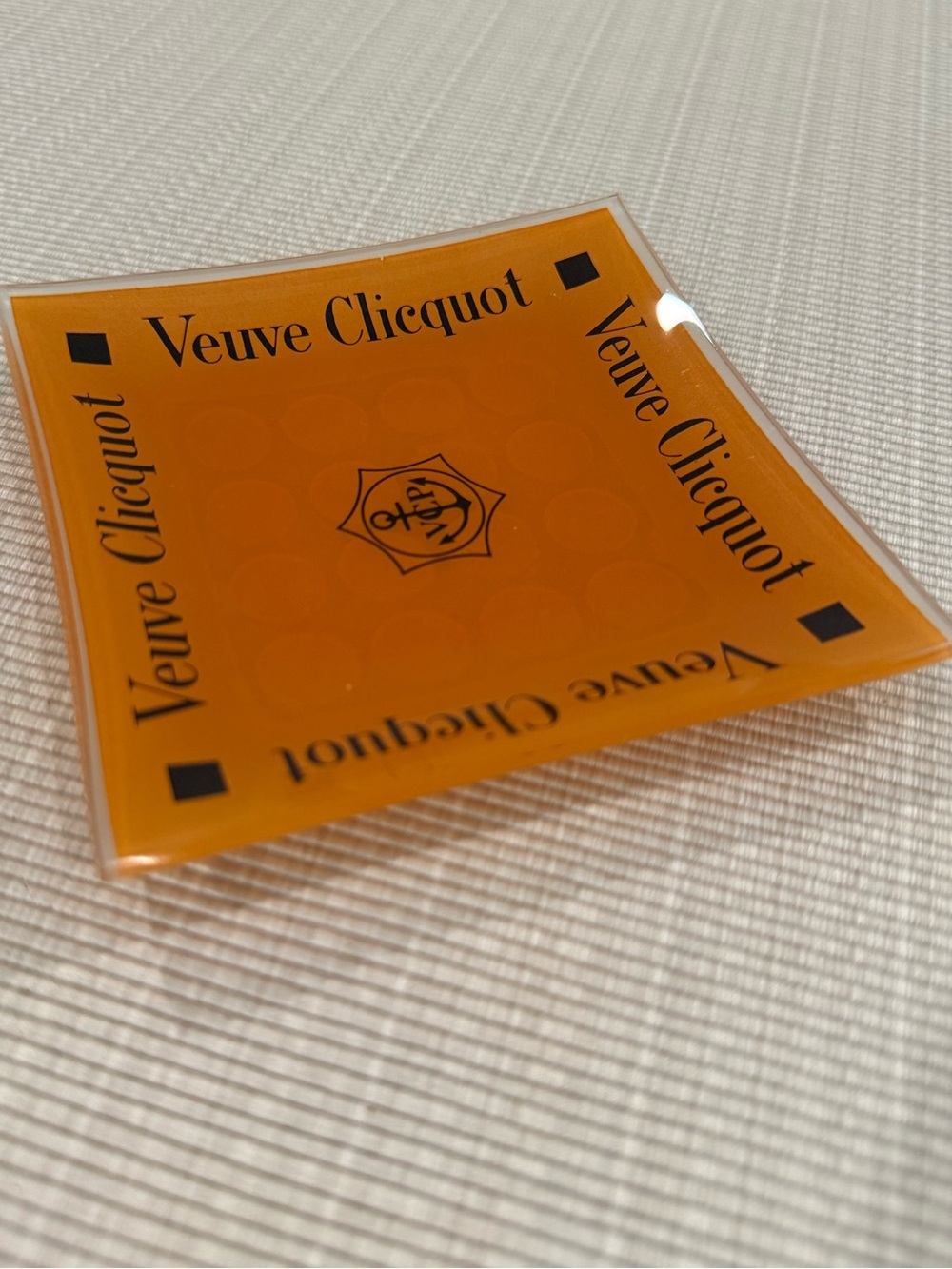 Veuve Clicquot Orange Glass Tray Vide Poche Barware